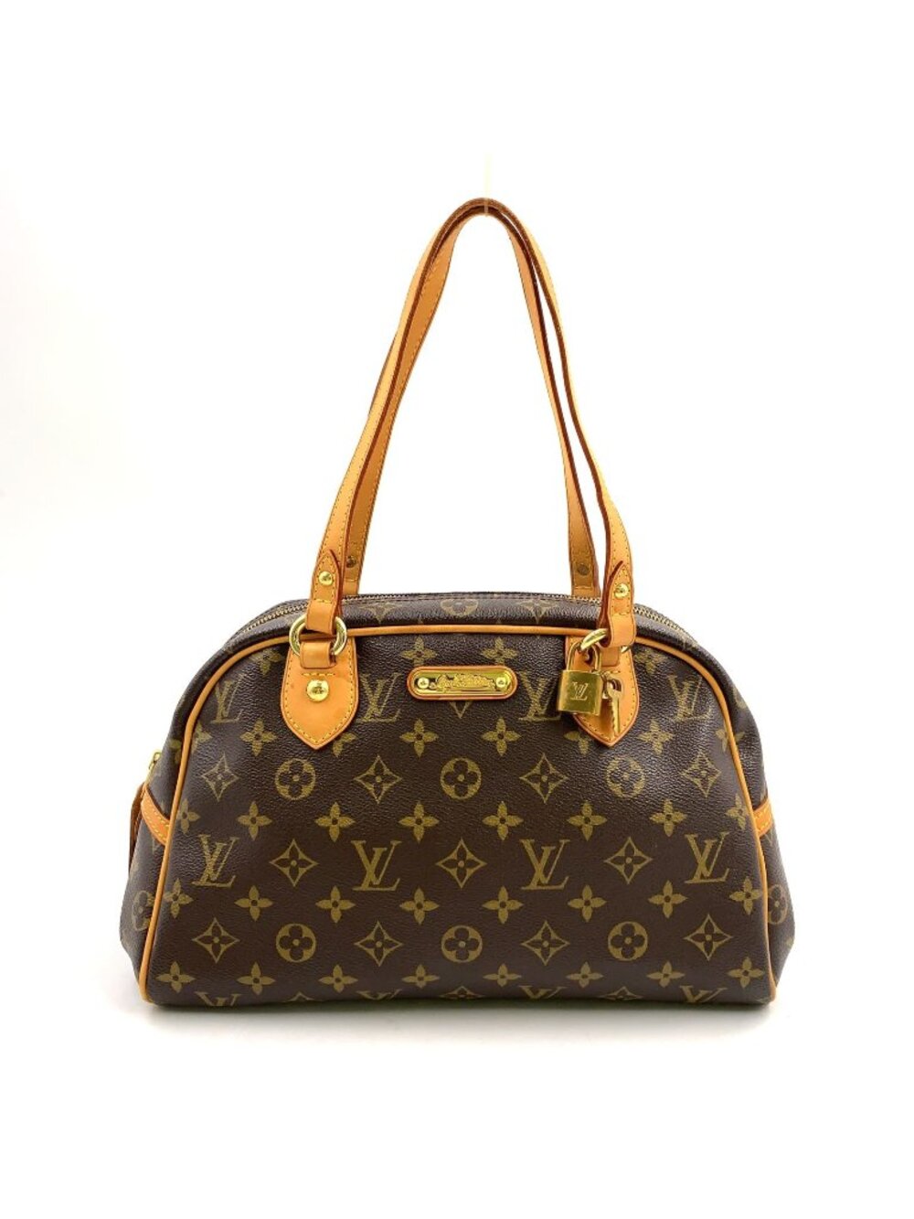 Louis Vuitton Montorgueil PM Monogram Leather Brown Light Shoulder Bag Gold